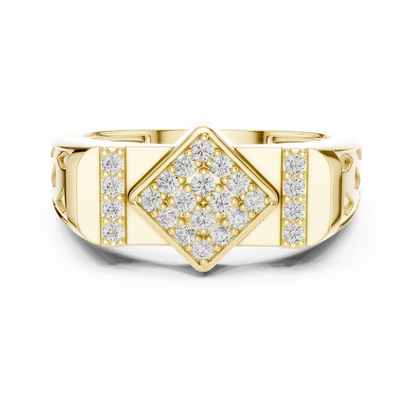 925 Silver Moissanite  Art Deco Kite Cluster Signet Mens Ring
