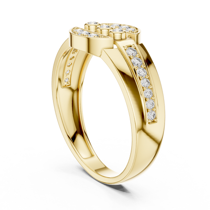 925 Silver Moissanite  Art Deco Triple-Row Concentric Target Mens Ring
