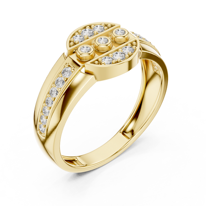 925 Silver Moissanite  Art Deco Triple-Row Concentric Target Mens Ring