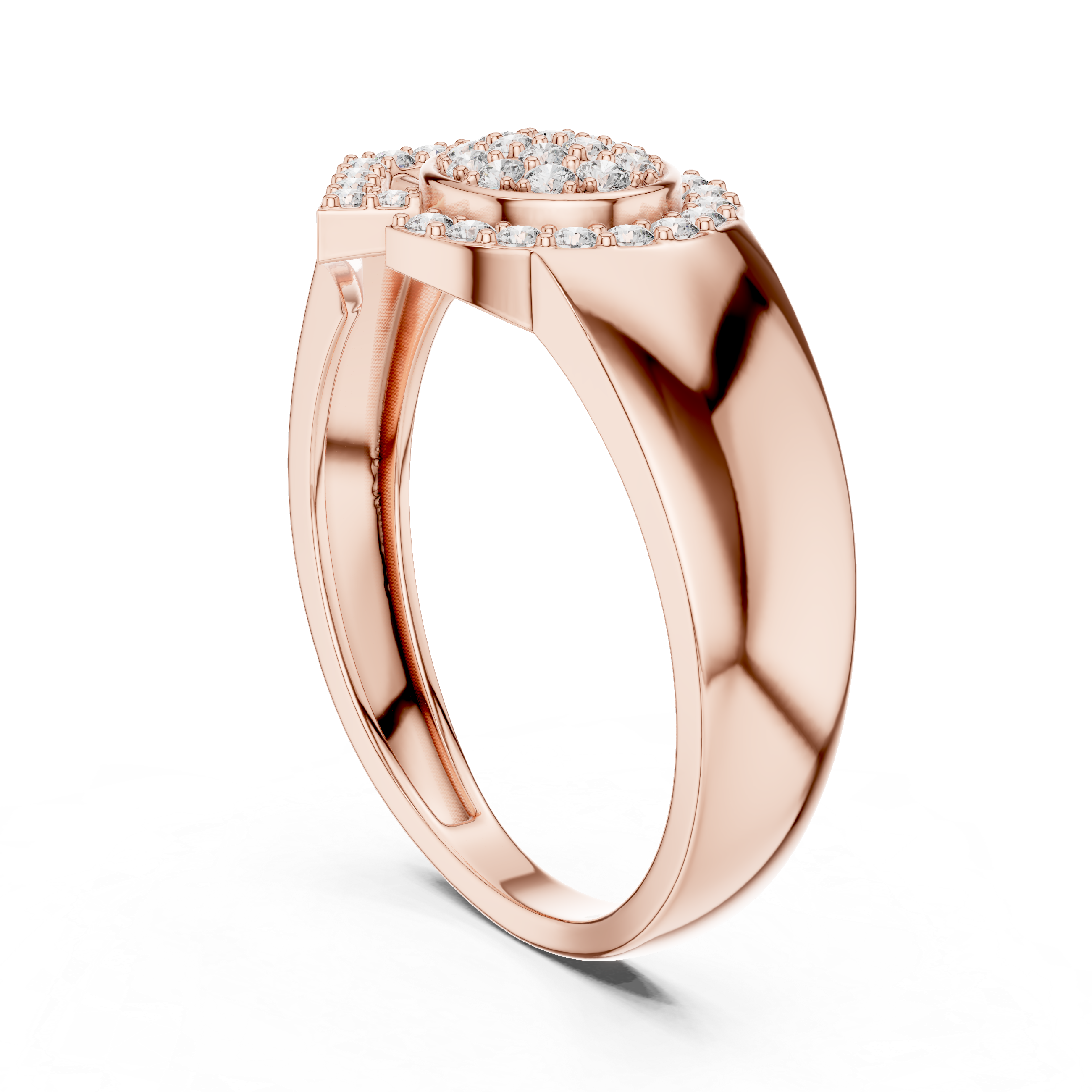 925 Silver Moissanite Art Deco Asymmetric Fan Halo Mens Ring