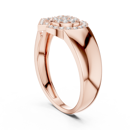 925 Silver Moissanite Art Deco Asymmetric Fan Halo Mens Ring