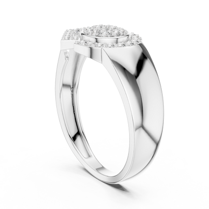 925 Silver Moissanite Art Deco Asymmetric Fan Halo Mens Ring
