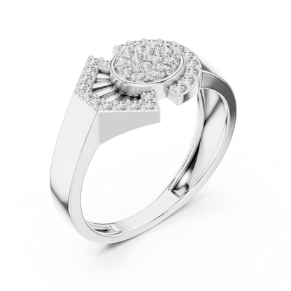 925 Silver Moissanite Art Deco Asymmetric Fan Halo Mens Ring