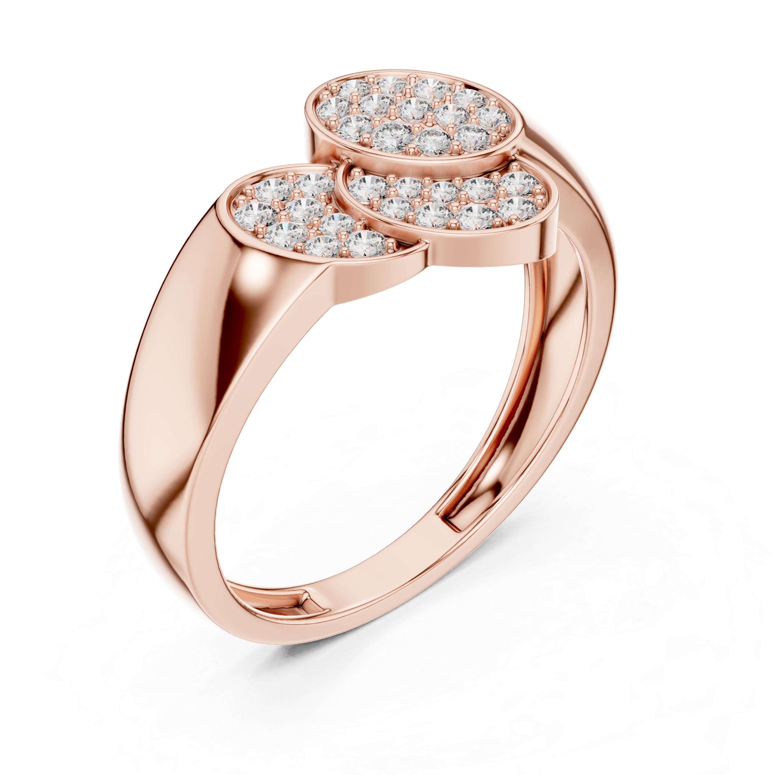 925 Silver Moissanite Modern Overlapping Trio Oval Cluster Mens Ring