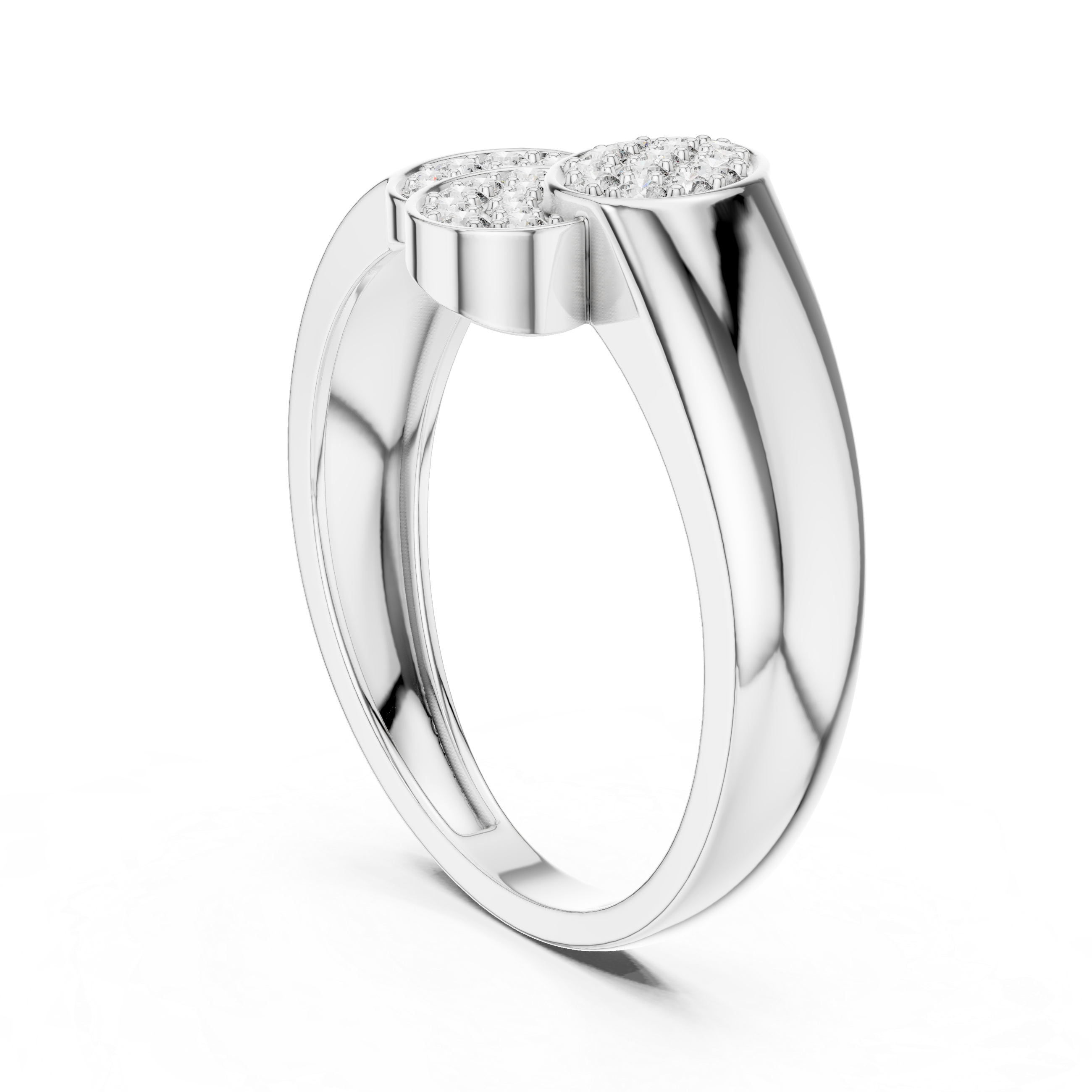 925 Silver Moissanite Modern Overlapping Trio Oval Cluster Mens Ring