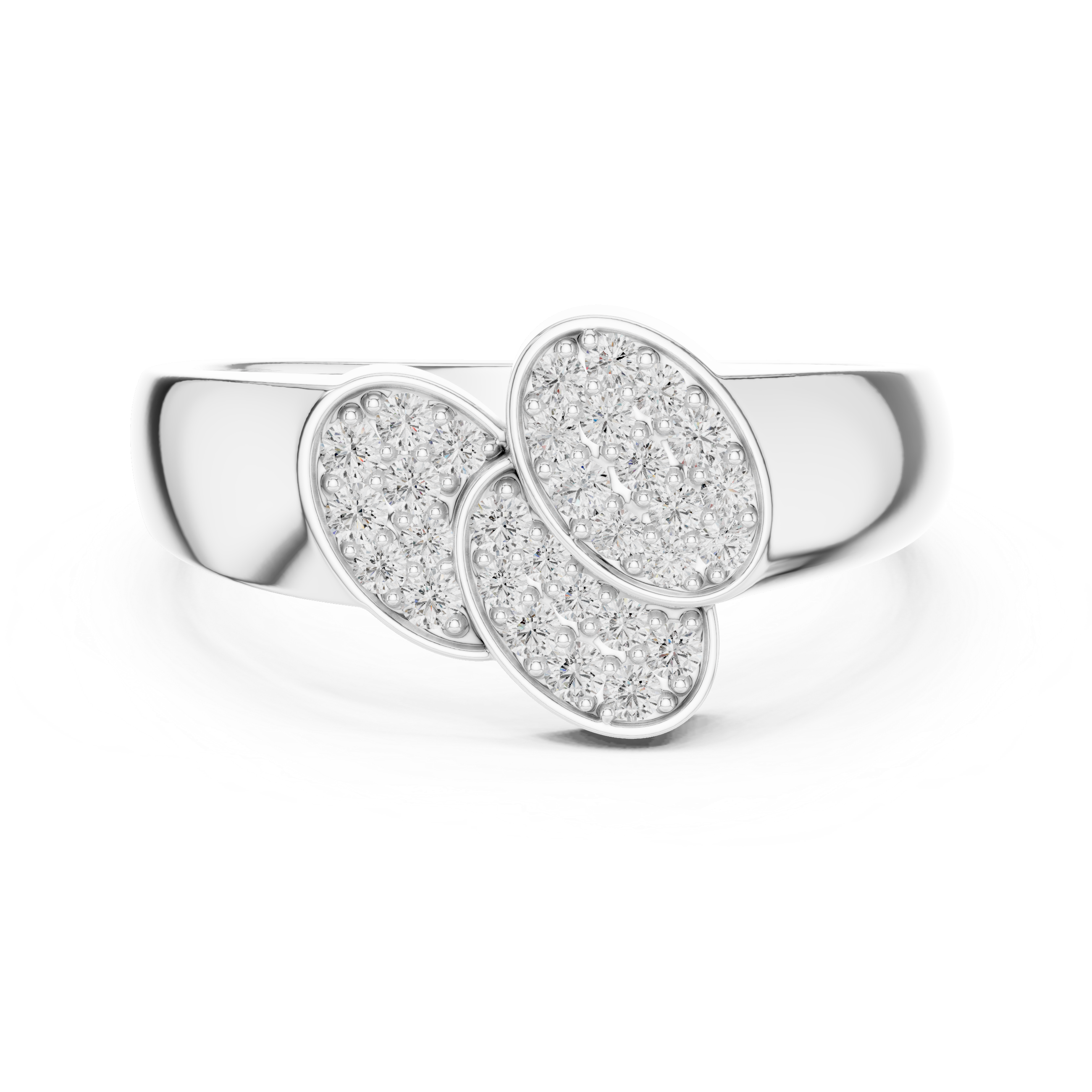 925 Silver Moissanite Modern Overlapping Trio Oval Cluster Mens Ring