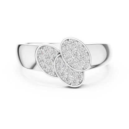 925 Silver Moissanite Modern Overlapping Trio Oval Cluster Mens Ring