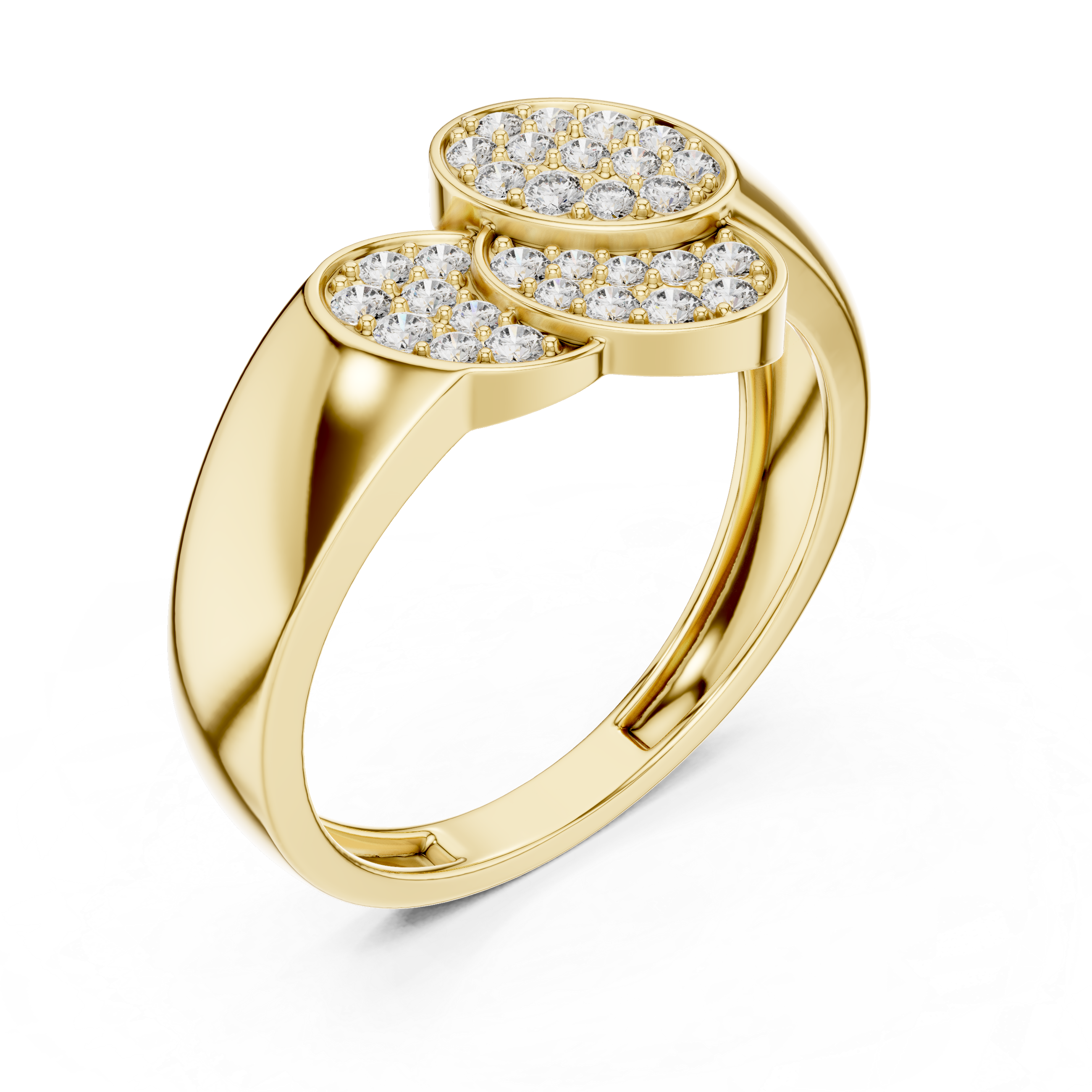 925 Silver Moissanite Modern Overlapping Trio Oval Cluster Mens Ring