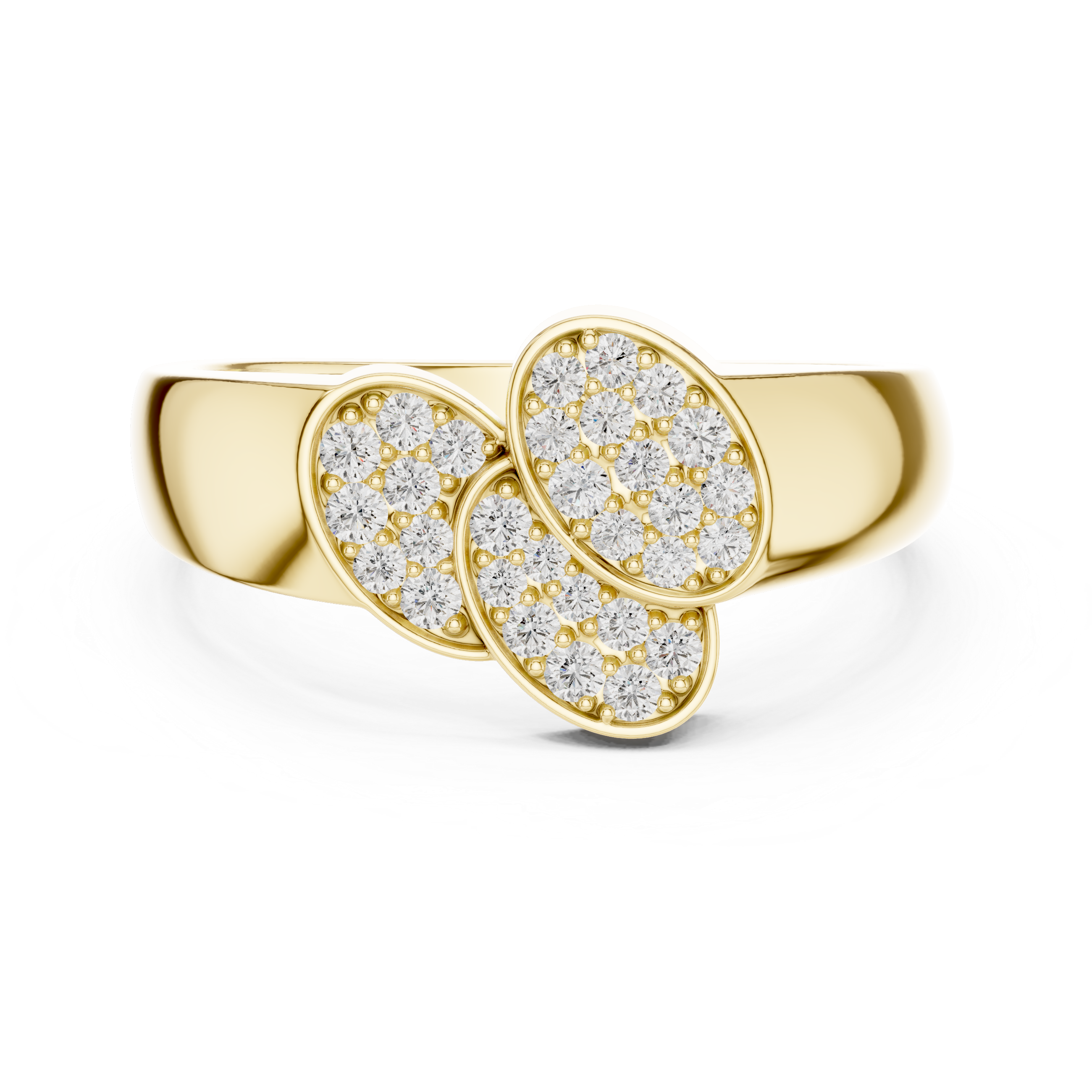 925 Silver Moissanite Modern Overlapping Trio Oval Cluster Mens Ring