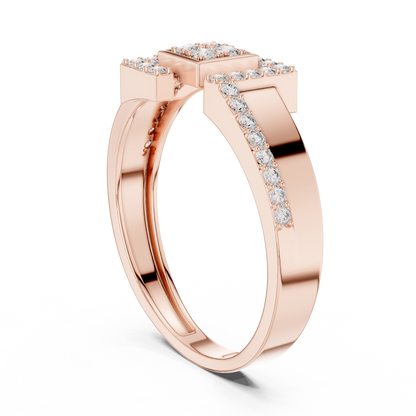 925 Silver Moissanite Art Deco Interlocking Geometric Squarer Mens Ring