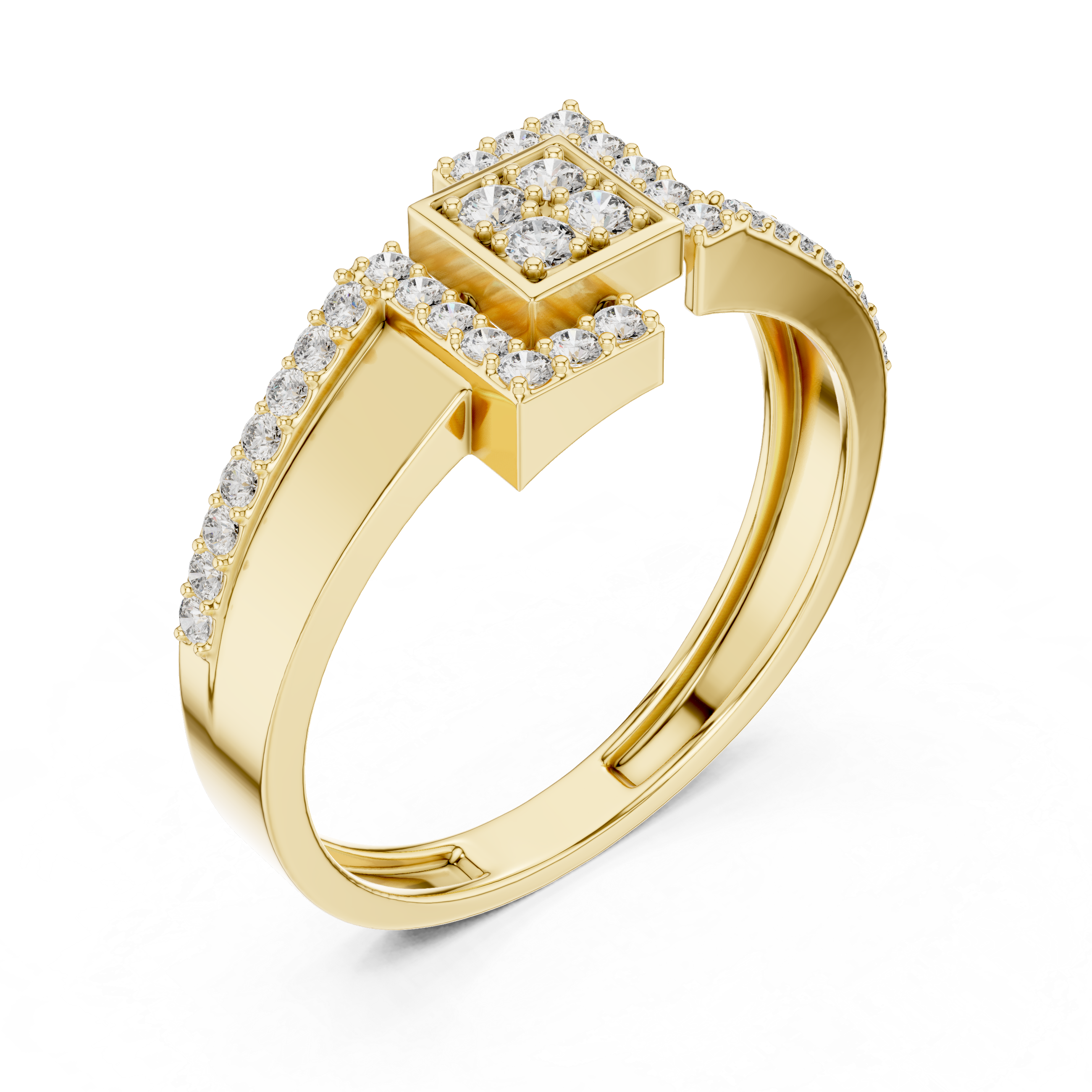 925 Silver Moissanite Art Deco Interlocking Geometric Squarer Mens Ring