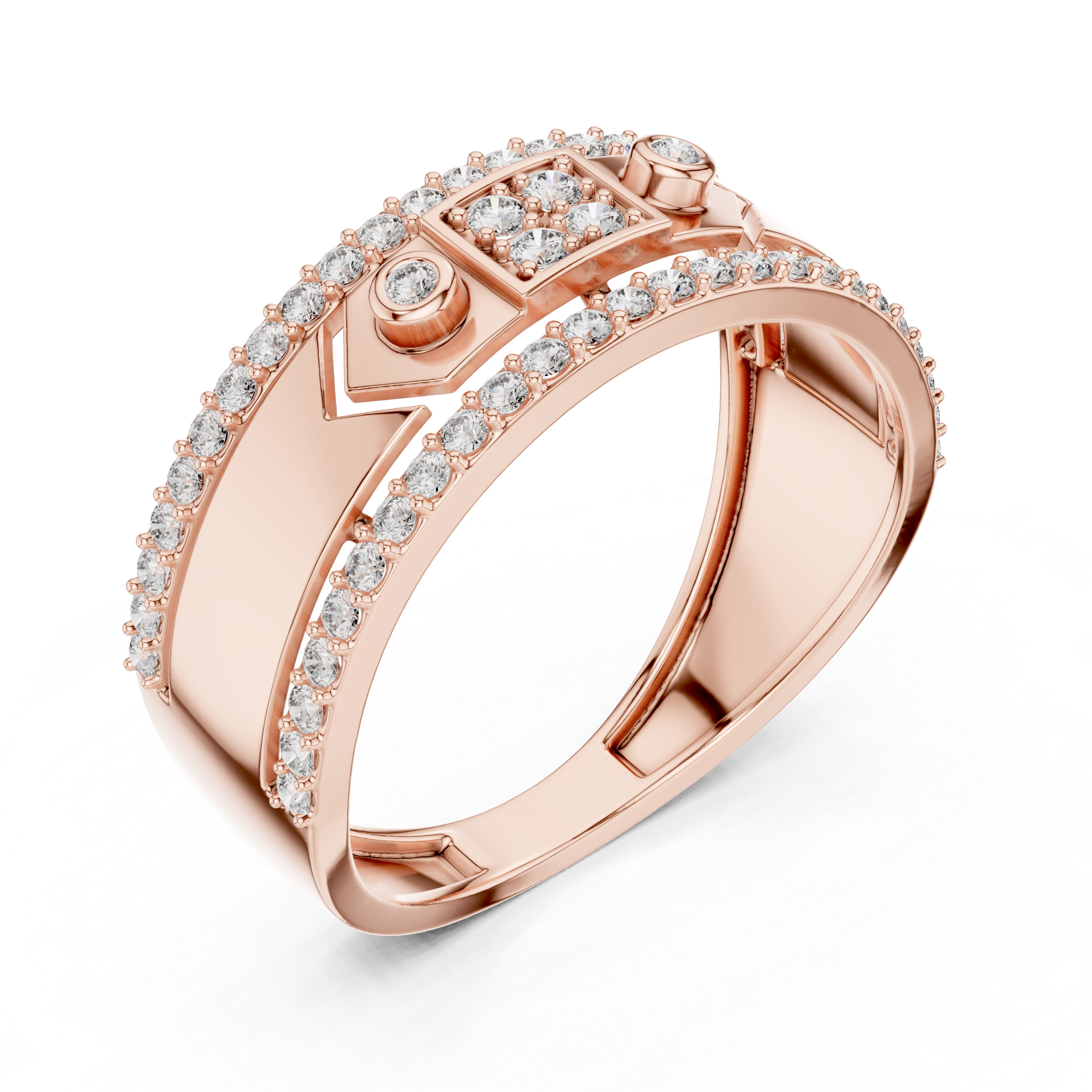 925 Silver Moissanite Modern Geometric Architecture Signet Mens Ring