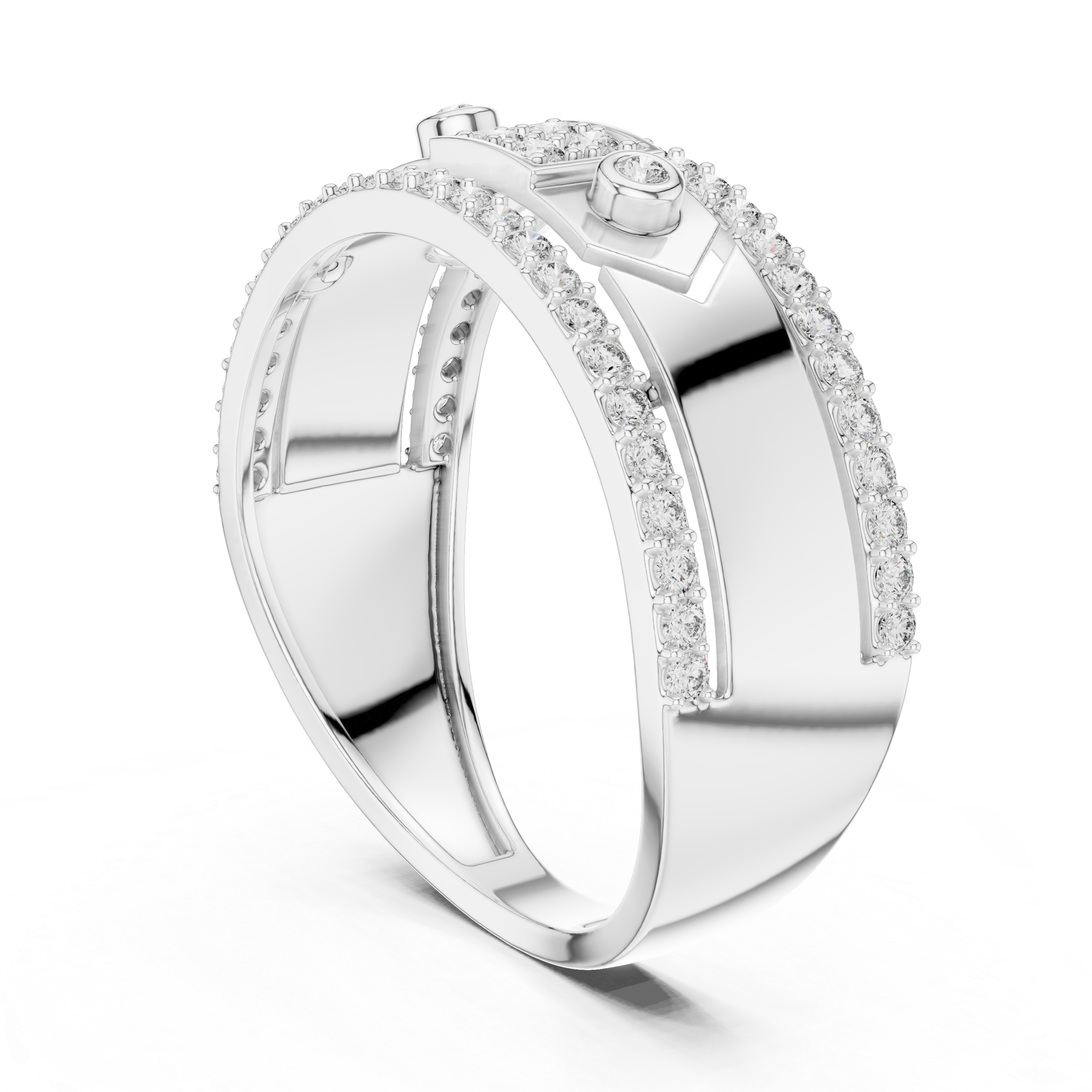 925 Silver Moissanite Modern Geometric Architecture Signet Mens Ring