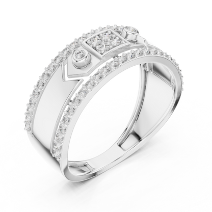 925 Silver Moissanite Modern Geometric Architecture Signet Mens Ring