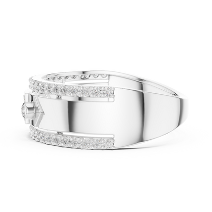 925 Silver Moissanite Modern Geometric Architecture Signet Mens Ring