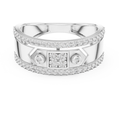 925 Silver Moissanite Modern Geometric Architecture Signet Mens Ring