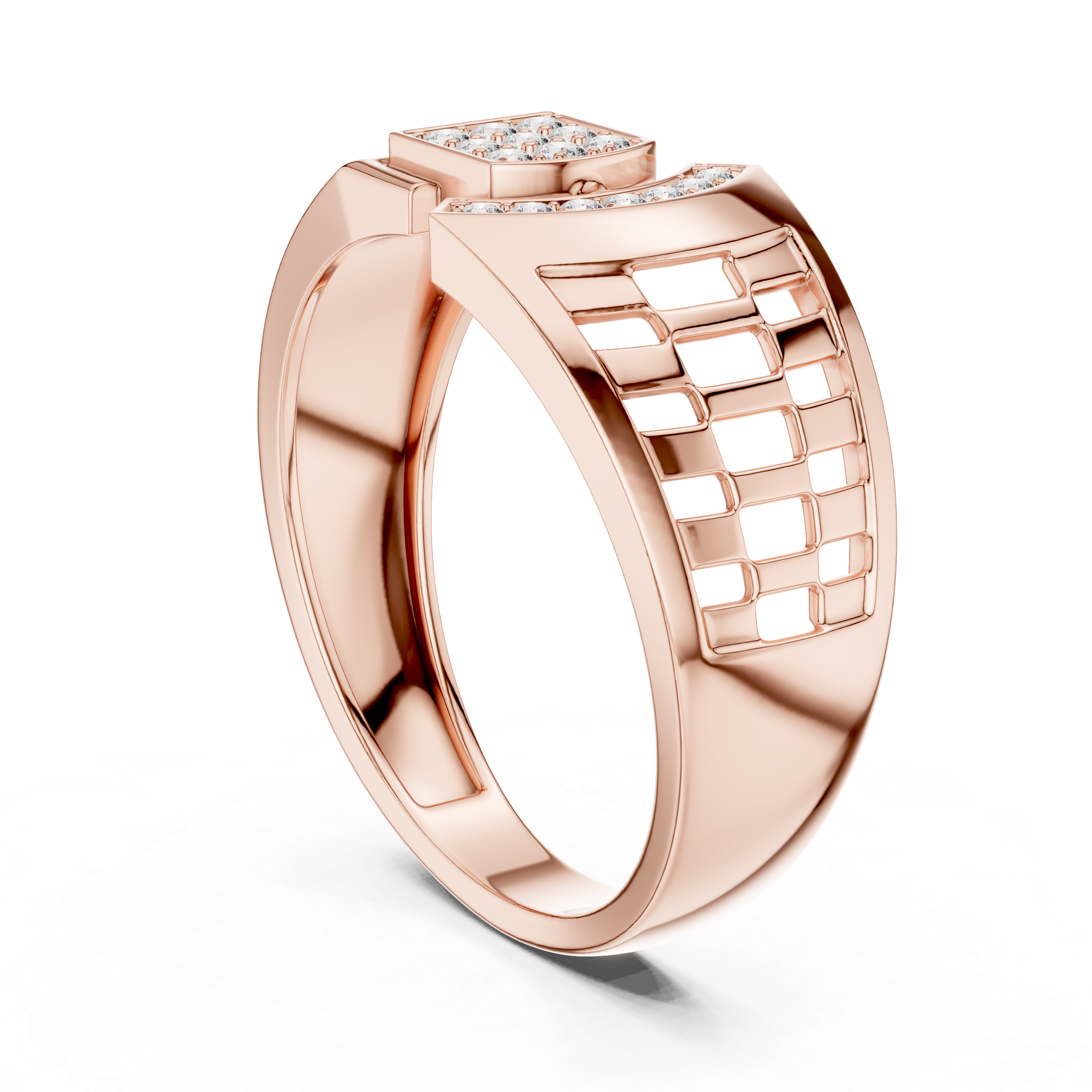 925 Silver Moissanite Geometric Mens Band Ring 14k Gold Plated