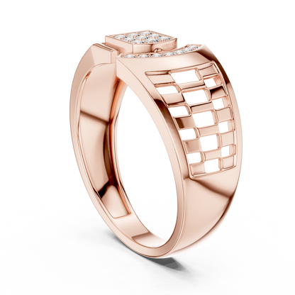 925 Silver Moissanite Geometric Mens Band Ring 14k Gold Plated