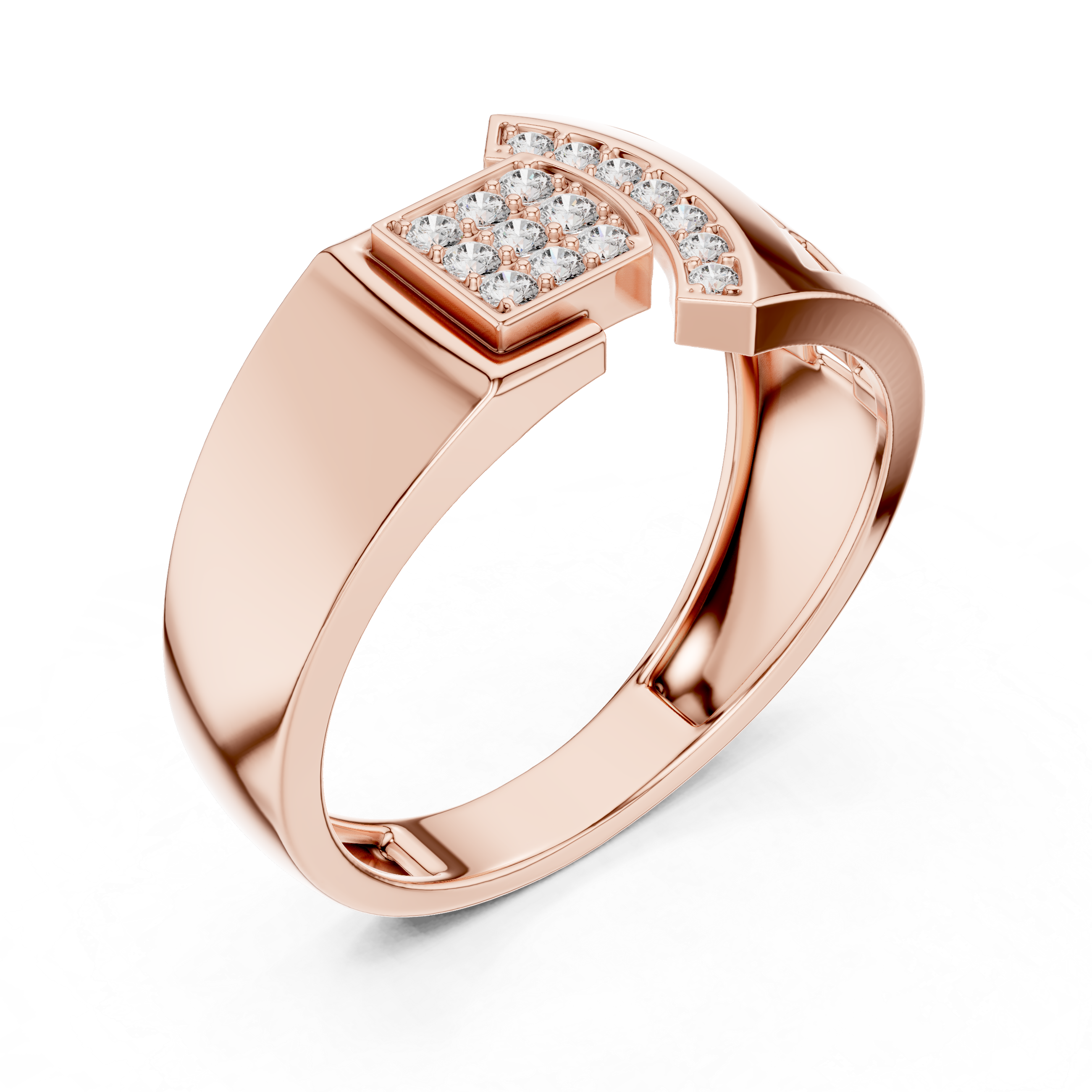 925 Silver Moissanite Geometric Mens Band Ring 14k Gold Plated