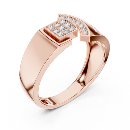 925 Silver Moissanite Geometric Mens Band Ring 14k Gold Plated