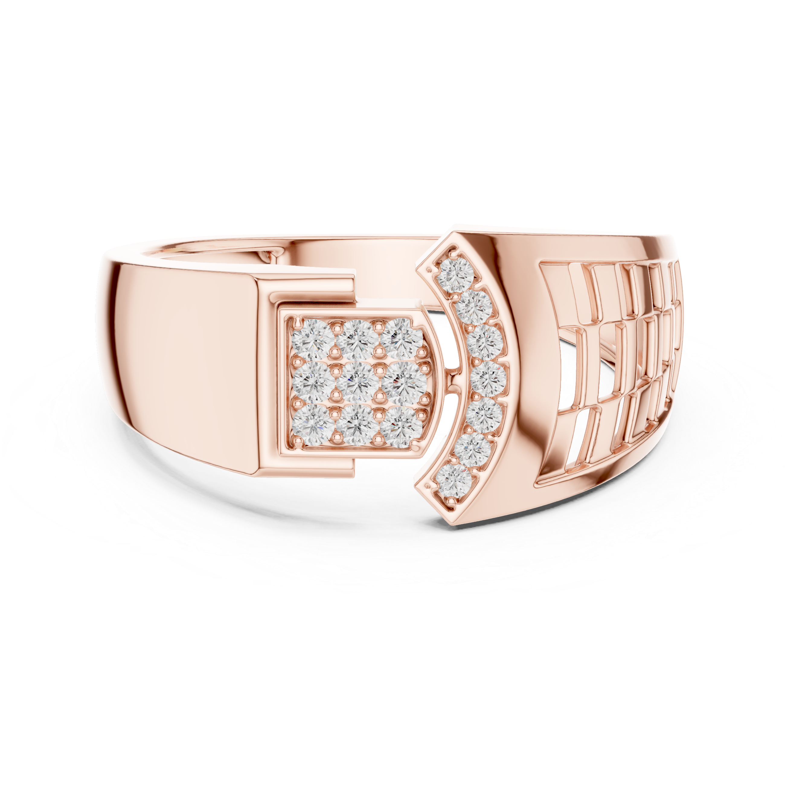 925 Silver Moissanite Geometric Mens Band Ring 14k Gold Plated
