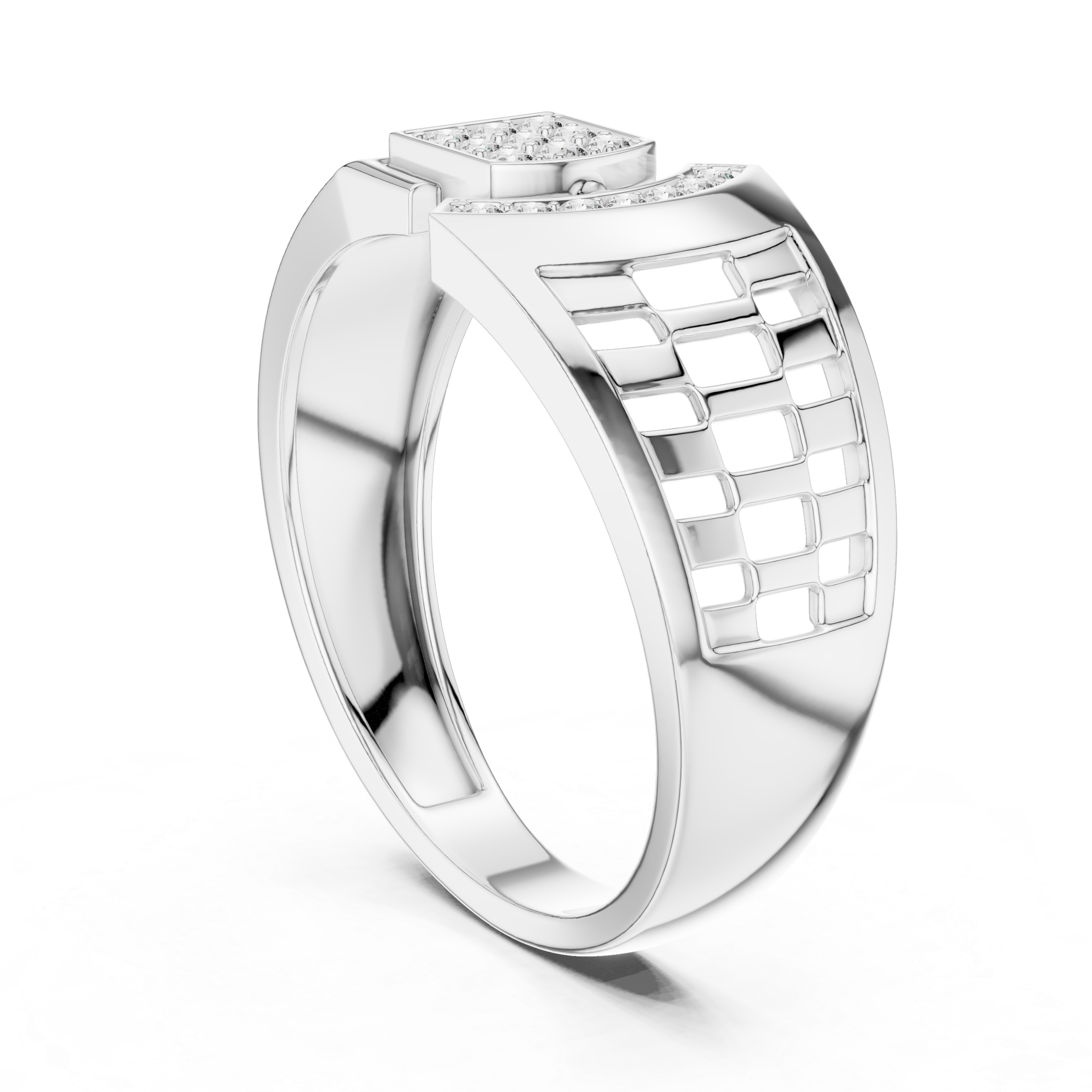 925 Silver Moissanite Geometric Mens Band Ring 14k Gold Plated