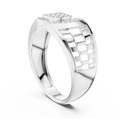 925 Silver Moissanite Geometric Mens Band Ring 14k Gold Plated