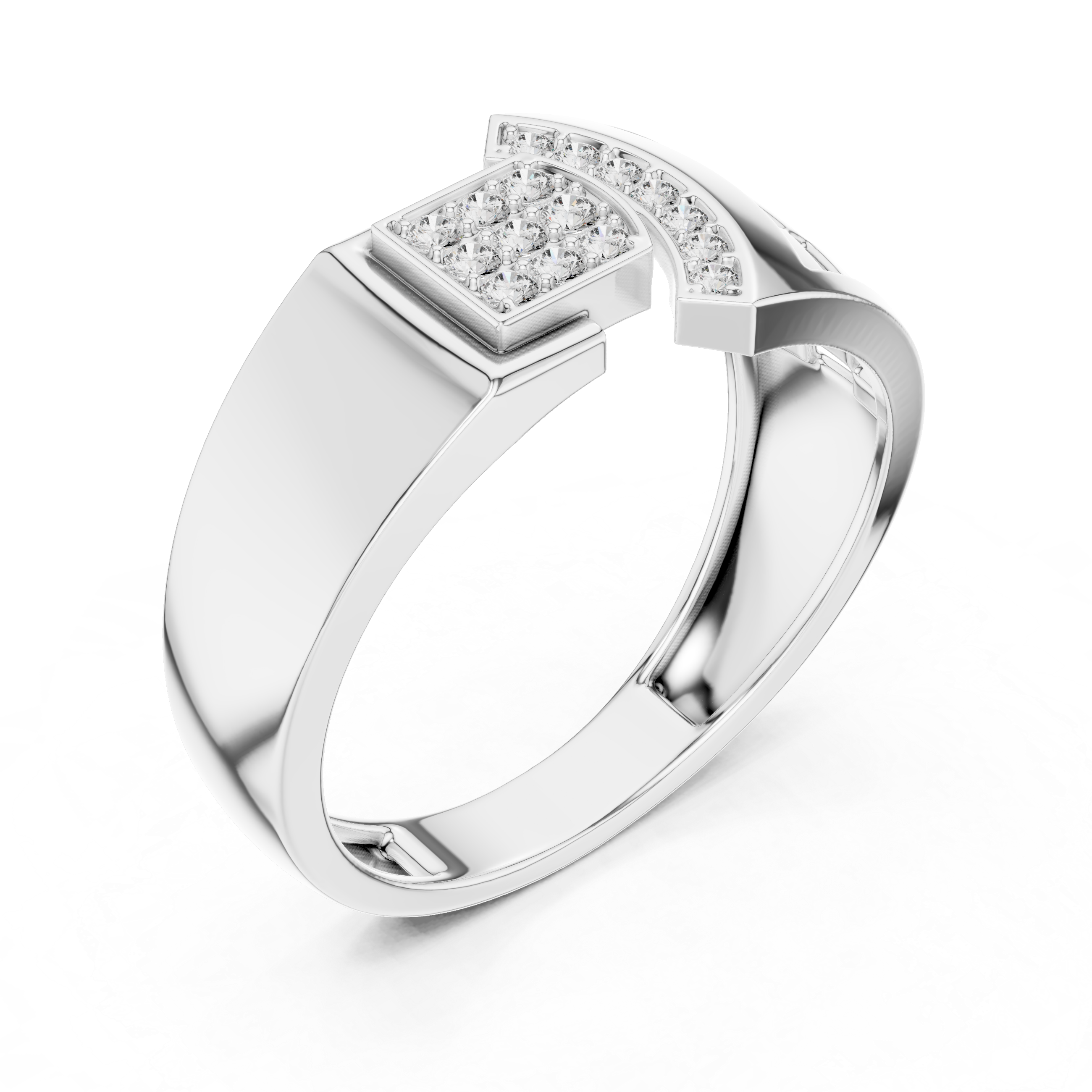 925 Silver Moissanite Geometric Mens Band Ring 14k Gold Plated
