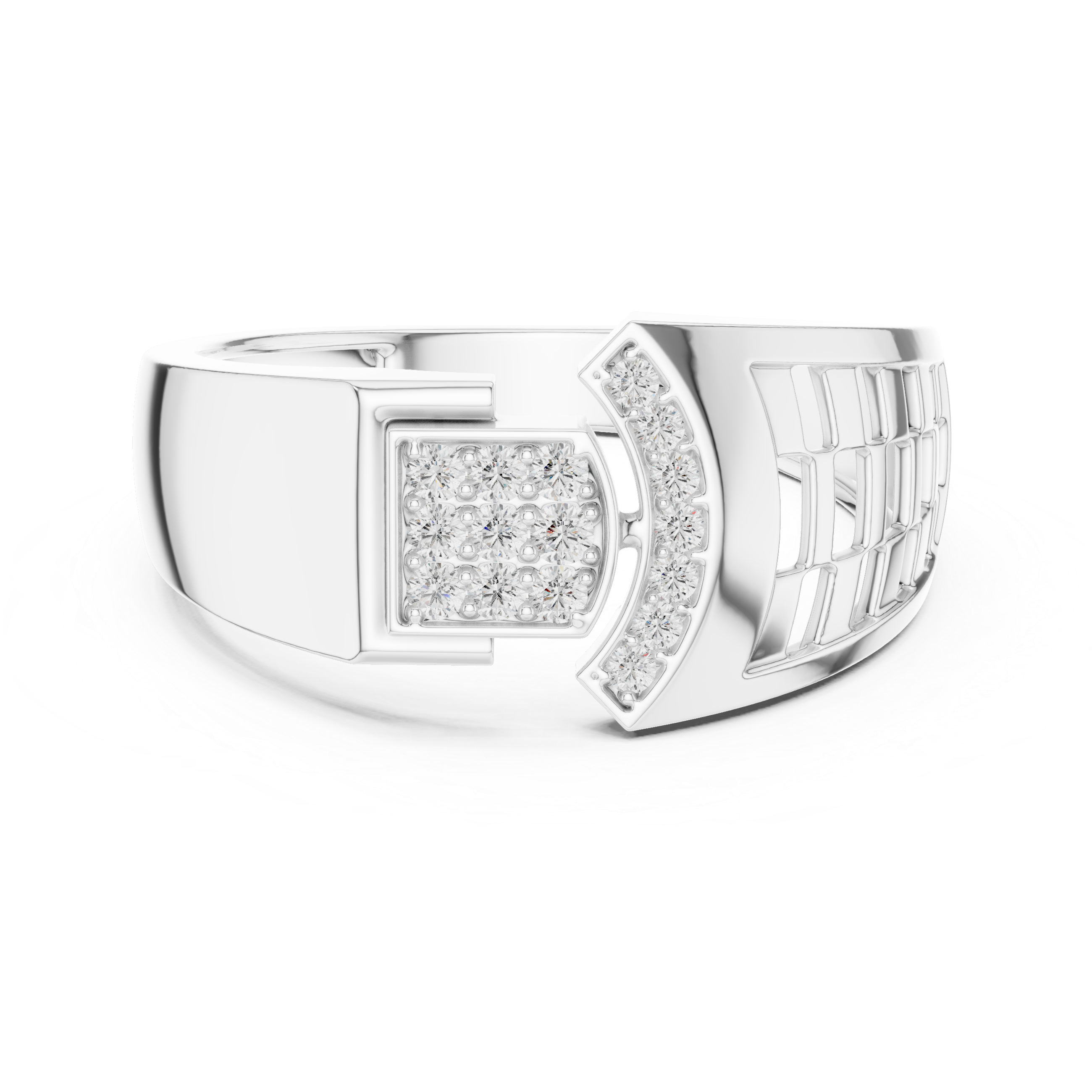 925 Silver Moissanite Geometric Mens Band Ring 14k Gold Plated