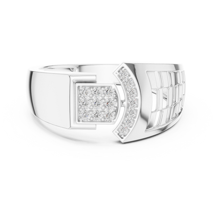 925 Silver Moissanite Geometric Mens Band Ring 14k Gold Plated