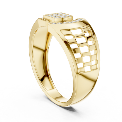 925 Silver Moissanite Geometric Mens Band Ring 14k Gold Plated
