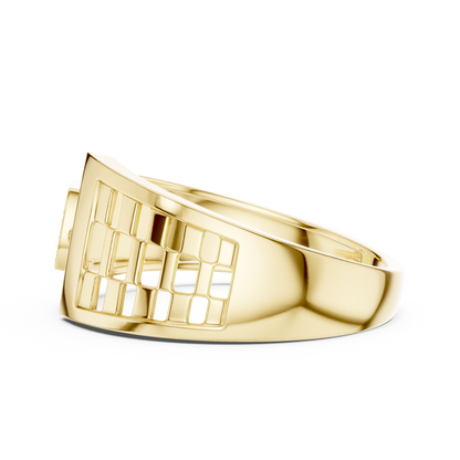 925 Silver Moissanite Geometric Mens Band Ring 14k Gold Plated