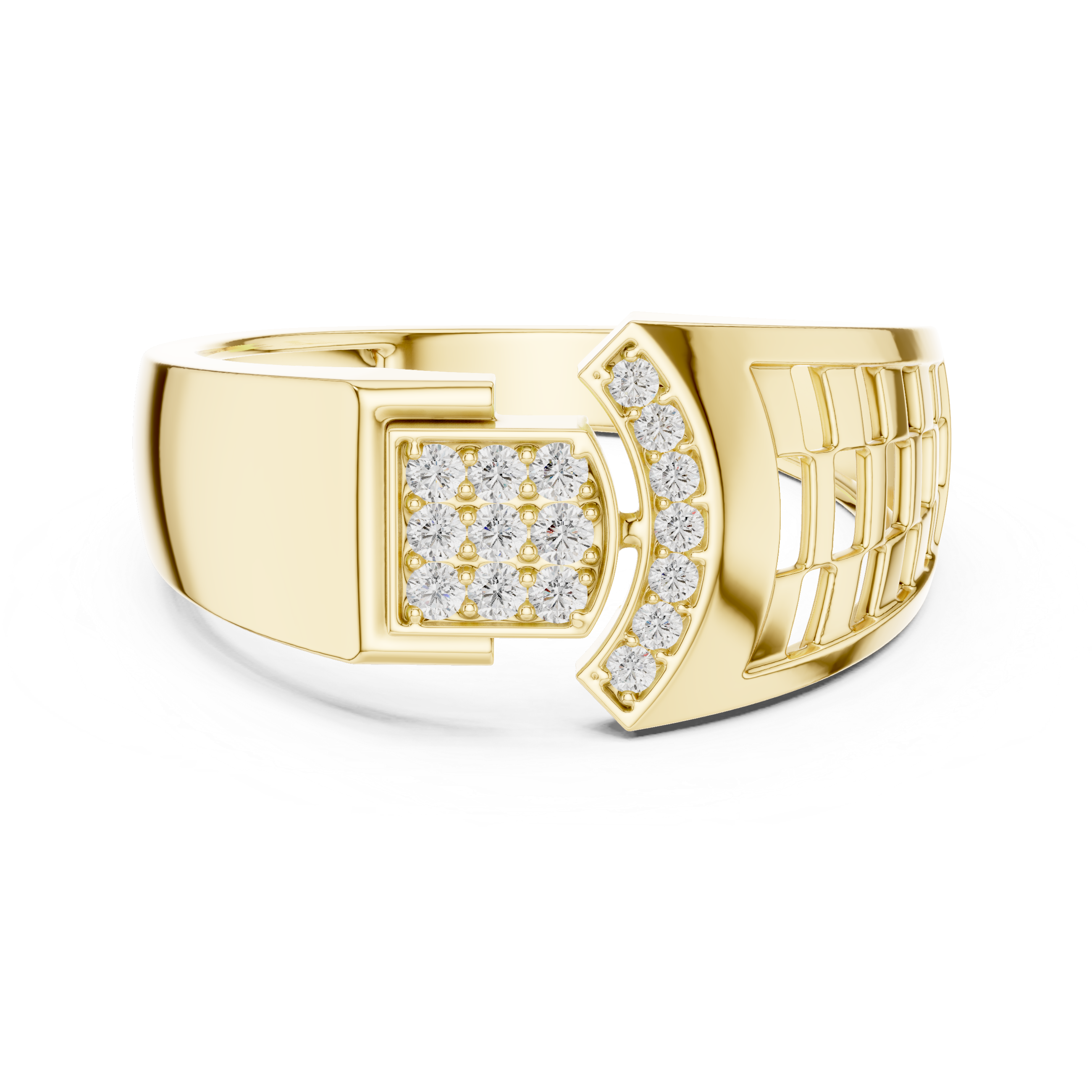 925 Silver Moissanite Geometric Mens Band Ring 14k Gold Plated