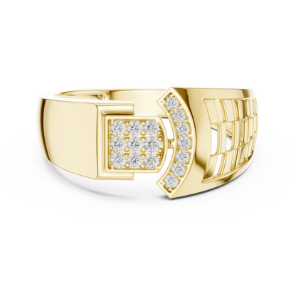 925 Silver Moissanite Geometric Mens Band Ring 14k Gold Plated
