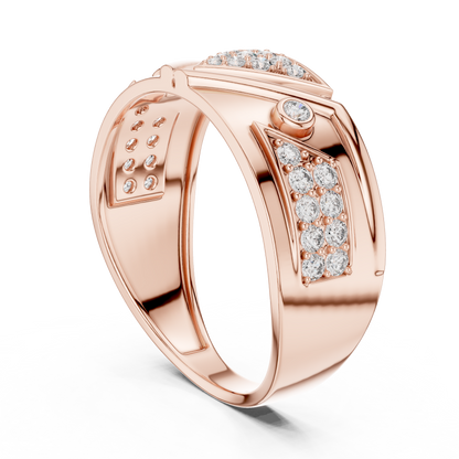 925 Silver Moissanite Geometric Triangle Pave Statement Band Mens Ring