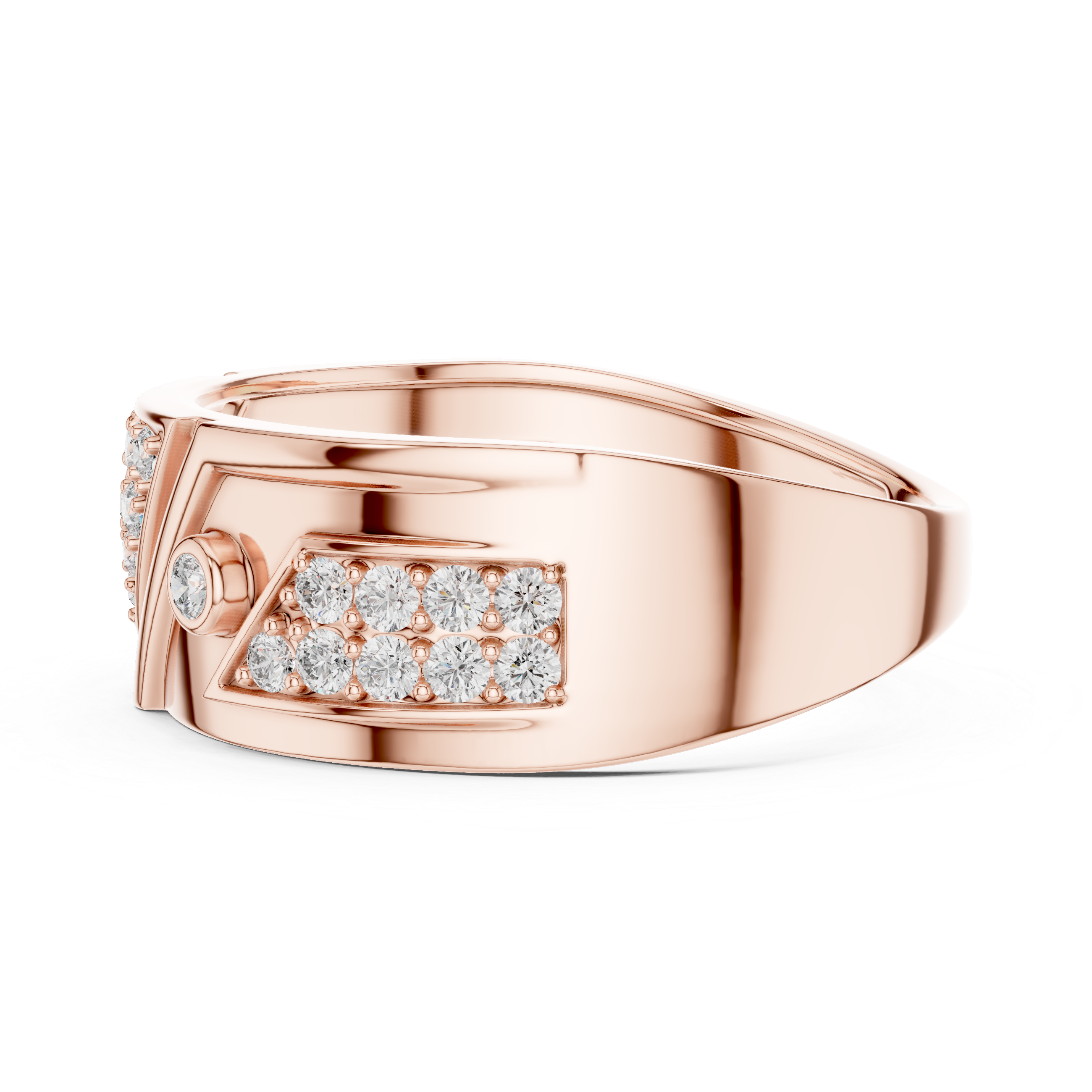 925 Silver Moissanite Geometric Triangle Pave Statement Band Mens Ring