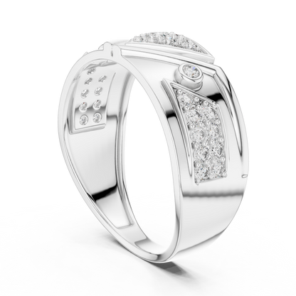 925 Silver Moissanite Geometric Triangle Pave Statement Band Mens Ring