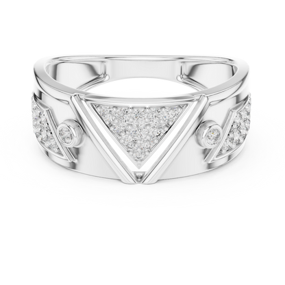 925 Silver Moissanite Geometric Triangle Pave Statement Band Mens Ring