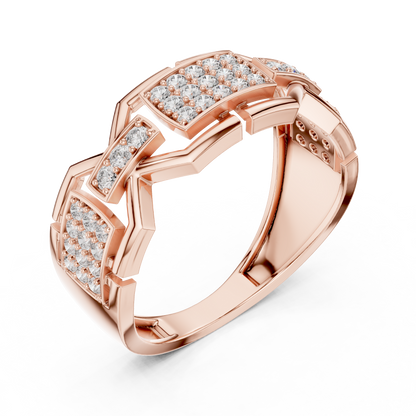 925 Silver Moissanite Modern Geometric Block Chain-Link Mens Ring