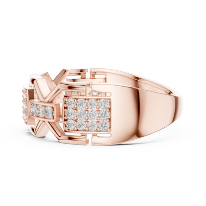 925 Silver Moissanite Modern Geometric Block Chain-Link Mens Ring