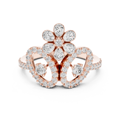 925 Silver Moissanite Floral Tiara Cocktail Engagement Ring