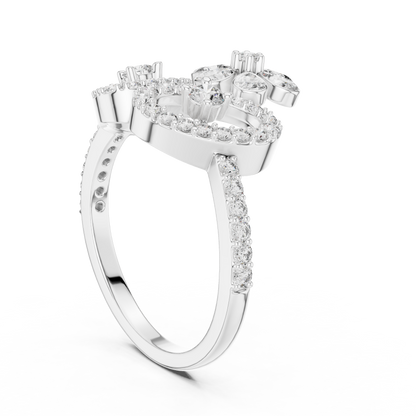 925 Silver Moissanite Floral Tiara Cocktail Engagement Ring