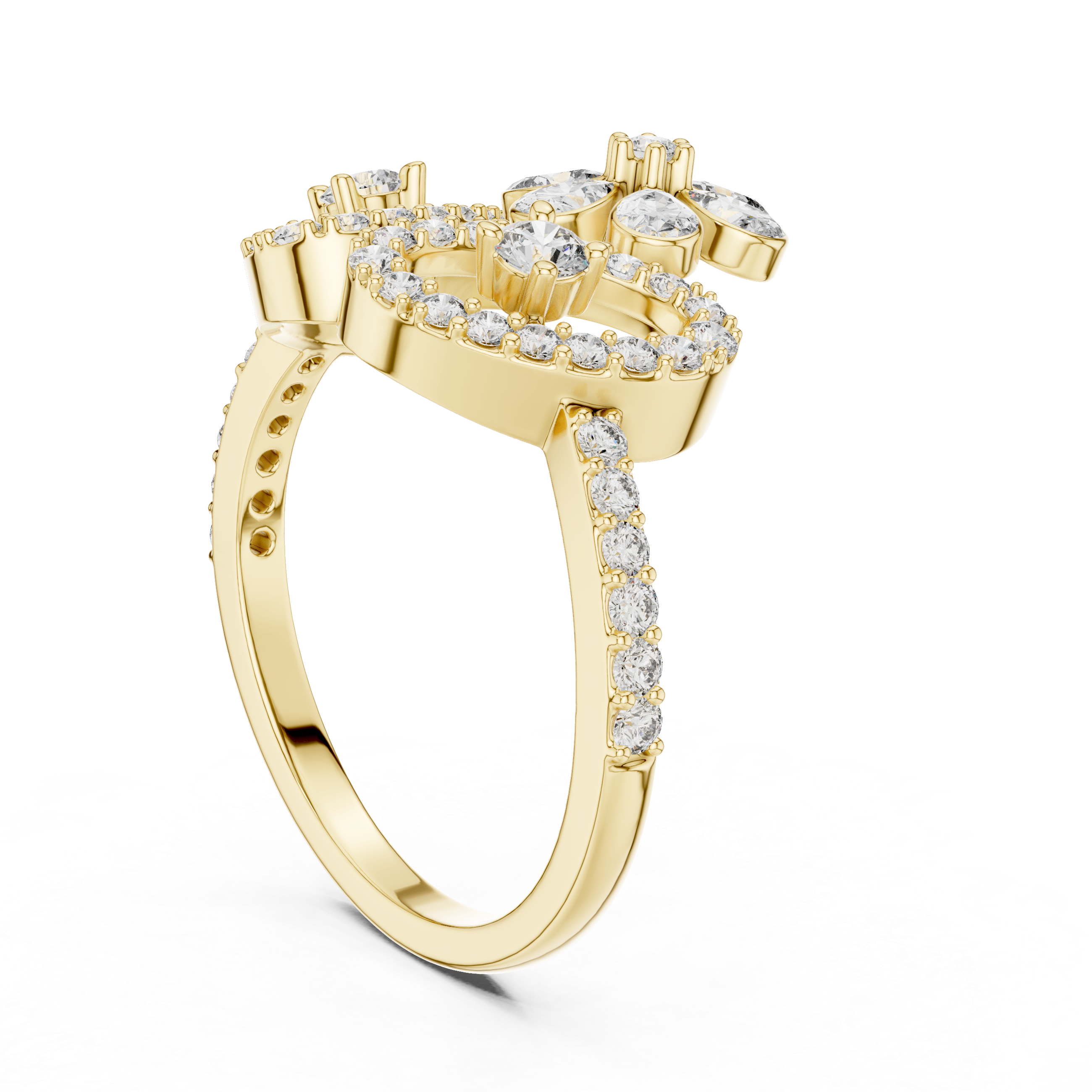 925 Silver Moissanite Floral Tiara Cocktail Engagement Ring