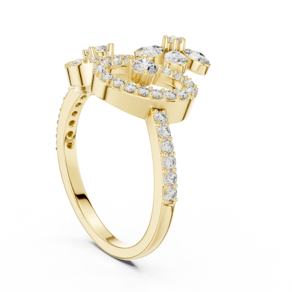 925 Silver Moissanite Floral Tiara Cocktail Engagement Ring
