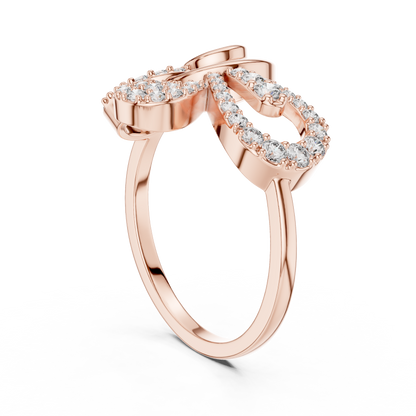 925 Silver Moissanite Contemporary Spiral Bow Cocktail Engagement Ring