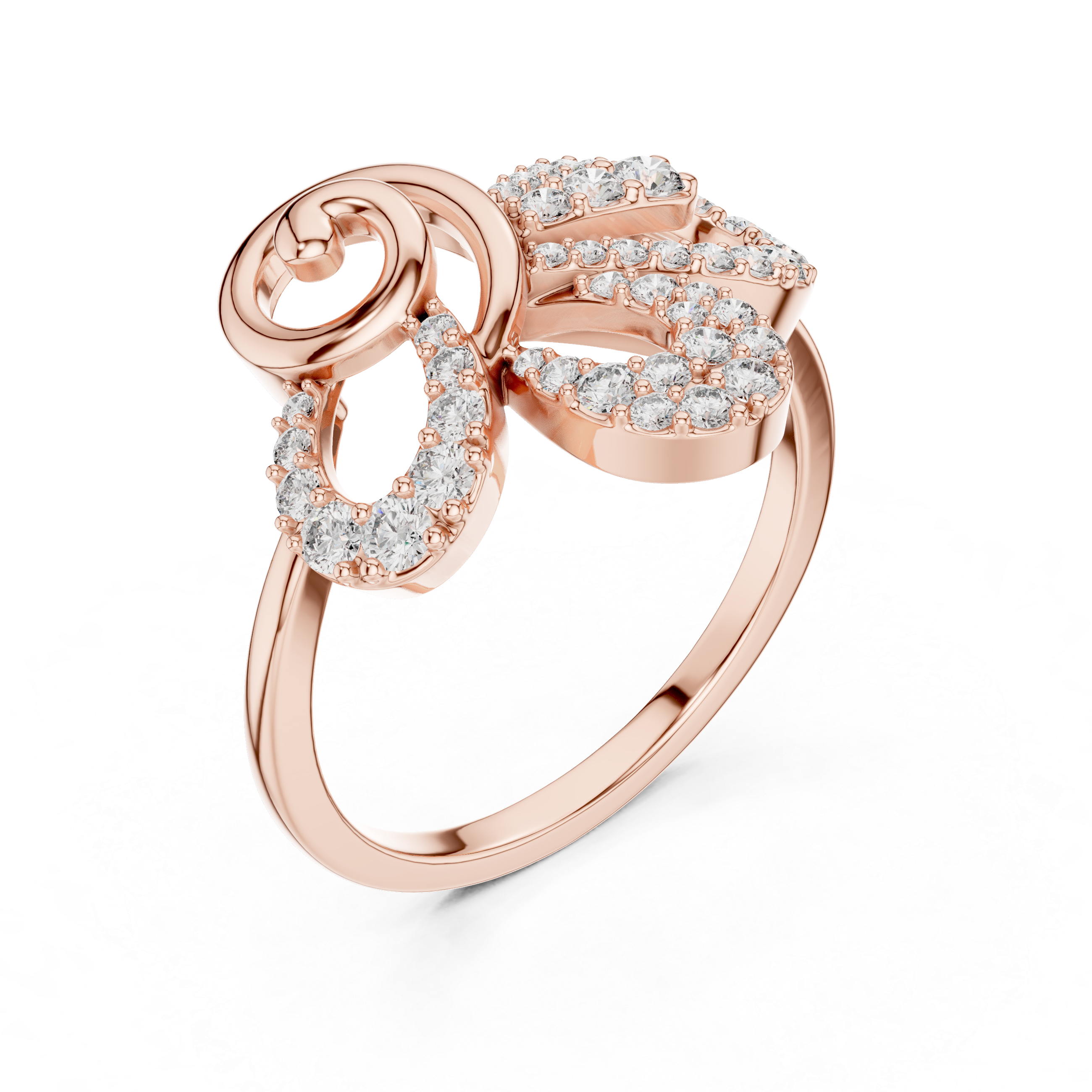 925 Silver Moissanite Contemporary Spiral Bow Cocktail Engagement Ring