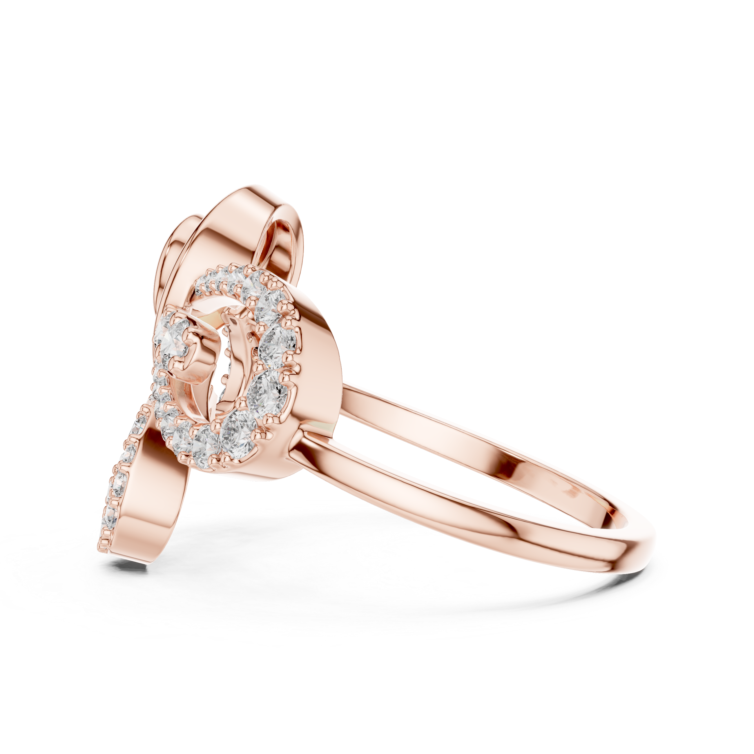 925 Silver Moissanite Contemporary Spiral Bow Cocktail Engagement Ring