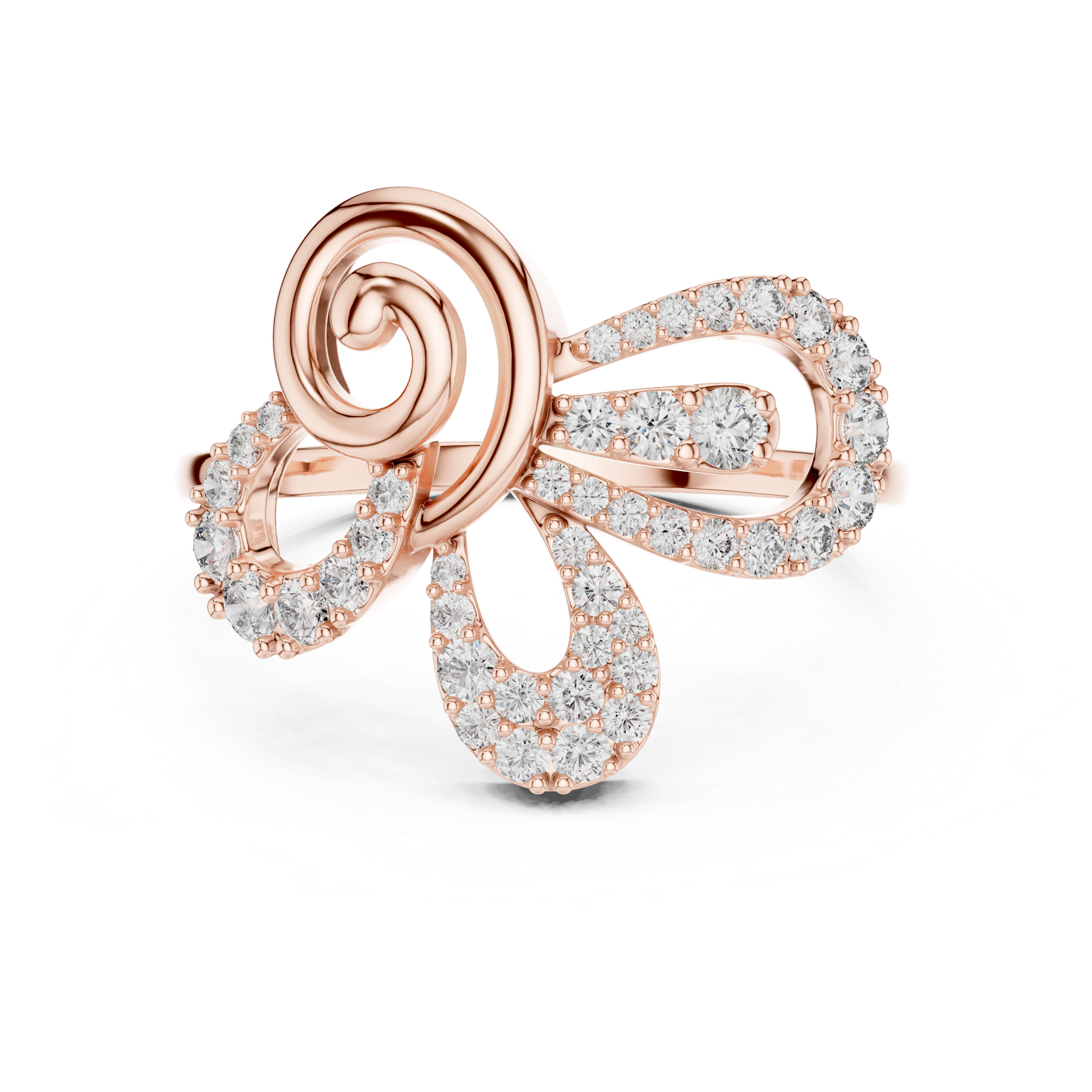 925 Silver Moissanite Contemporary Spiral Bow Cocktail Engagement Ring