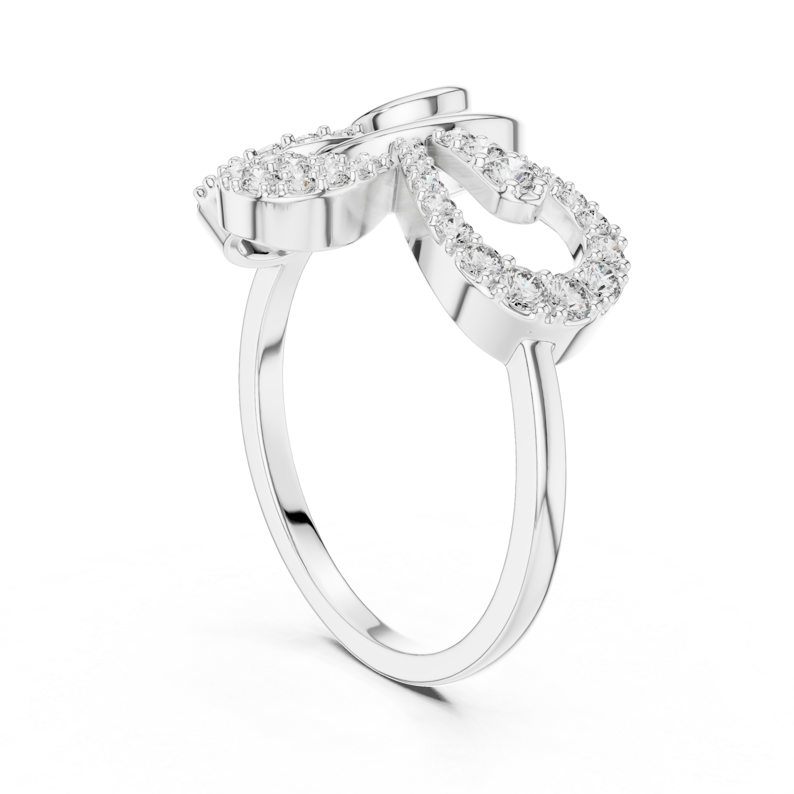 925 Silver Moissanite Contemporary Spiral Bow Cocktail Engagement Ring