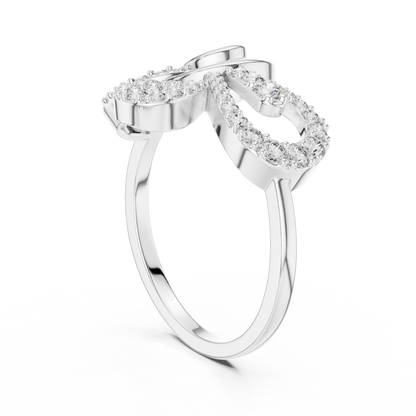 925 Silver Moissanite Contemporary Spiral Bow Cocktail Engagement Ring